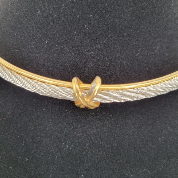 Vintage Two Tone Gold and Silver Choker Necklace - Picture 6 of 15